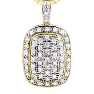 10K Yellow Gold Dog Tag Diamond Necklace | 1.94 Carats