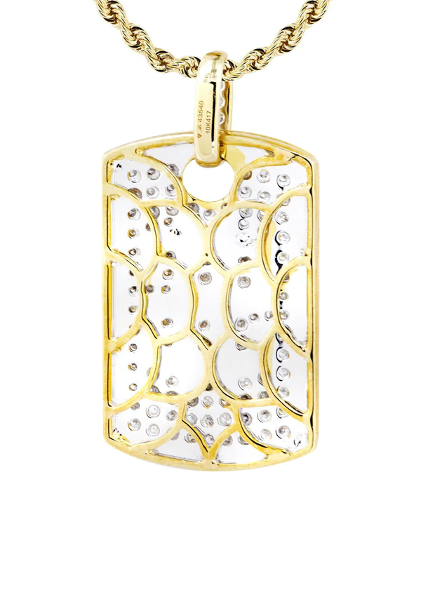 10K Yellow Gold Dog Tag Diamond Necklace 3