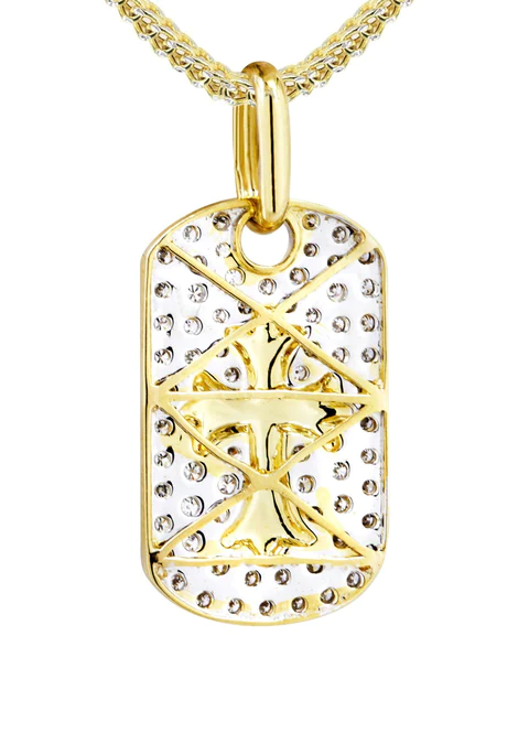 10K Yellow Gold Dog Tag Diamond Necklace 3