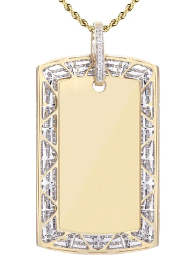 10K Yellow Gold Dog Tag Diamond Necklace 3