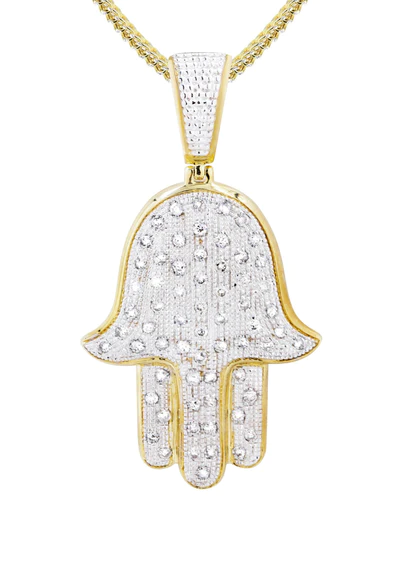 10K Yellow Gold Hamsa Diamond Necklace 2