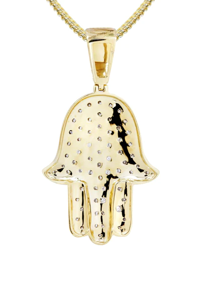 10K Yellow Gold Hamsa Diamond Necklace 3