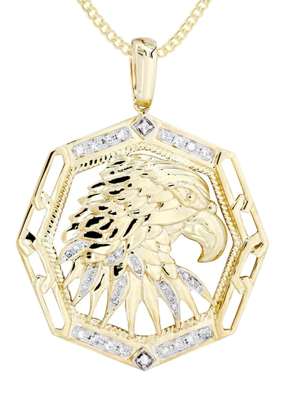 10K Yellow Gold Hawk Diamond Necklace Diamond Necklace 2