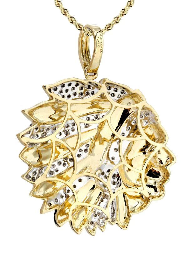 10K Yellow Gold Head Chief Diamond Necklace 3