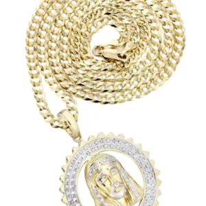 10K Yellow Gold Jesus Head Diamond Necklace | 0.6 Carats