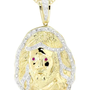 10K Yellow Gold Jesus Head Diamond Necklace | 1.1 Carats