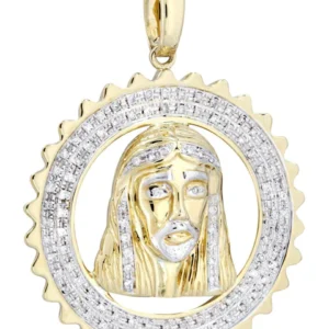 10K Yellow Gold Jesus Head Diamond Necklace | 0.6 Carats