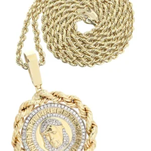 10K Yellow Gold Jesus Head Diamond Necklace | 1.7 Carats
