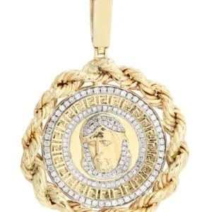 10K Yellow Gold Jesus Head Diamond Necklace | 1.7 Carats