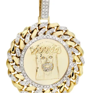 10K Yellow Gold Jesus Head Diamond Necklace | 1.8 Carats