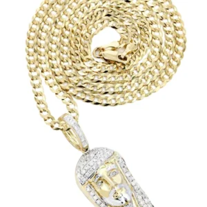 10K Yellow Gold Jesus Head Diamond Necklace | 0.56 Carats
