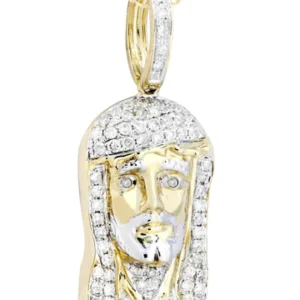 10K Yellow Gold Jesus Head Diamond Necklace | 0.56 Carats