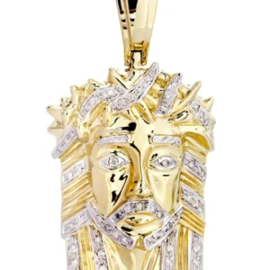 10K Yellow Gold Jesus Head Diamond Necklace | 0.28 Carats
