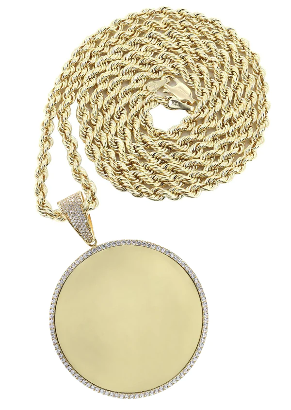 10K Yellow Gold Large Picture Necklace 1