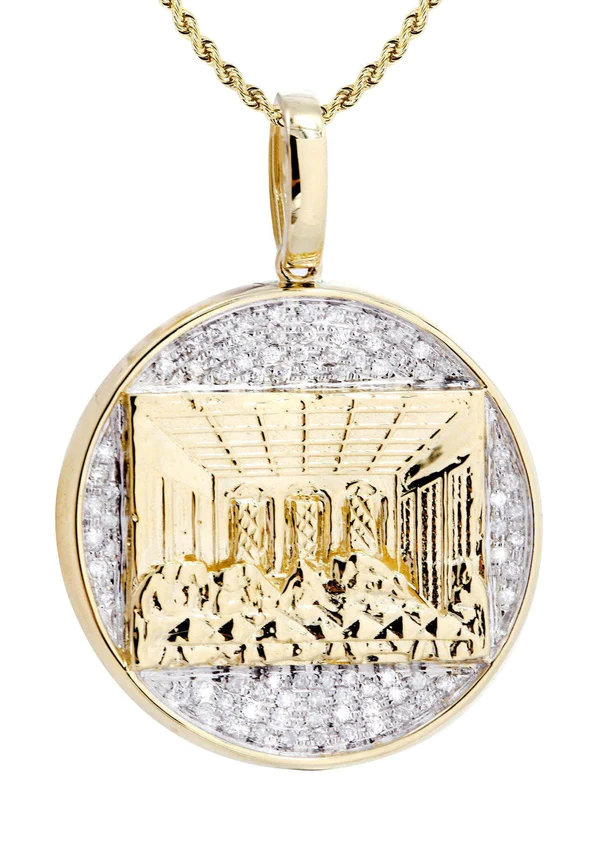 10K Yellow Gold Last Supper Diamond Necklace 2