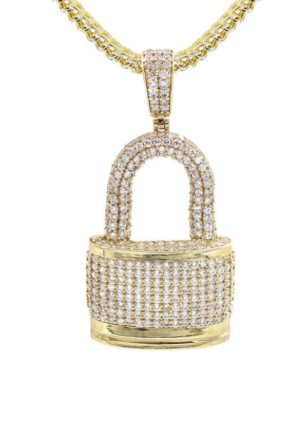 10K Yellow Gold Lock Necklace 2