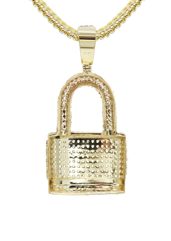 10K Yellow Gold Lock Necklace 3