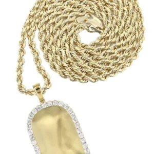 Diamond 10K Yellow Gold Medium Headstone Picture Pendant Necklace | 3.85 Carats | Appx. 24 Grams