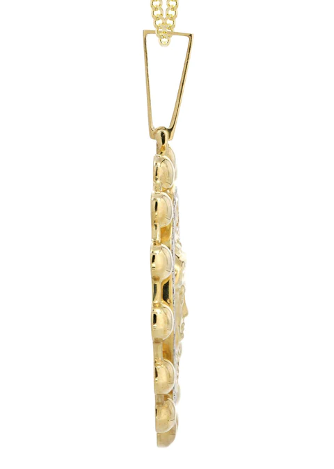 10K Yellow Gold Medusa Diamond Necklace 4