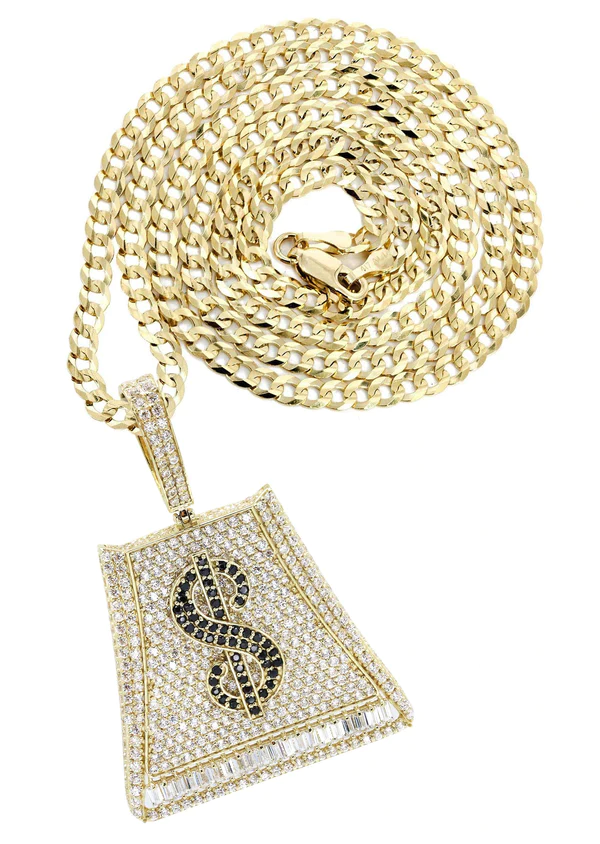 10K Yellow Gold Money Bag Necklace 1