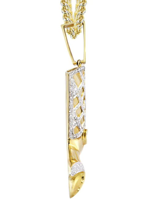 10K Yellow Gold Pharaoh Diamond Necklace 4