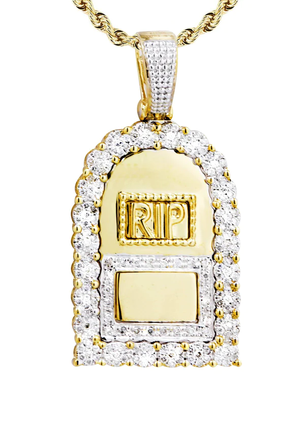 10K Yellow Gold RIP Diamond Necklace 2