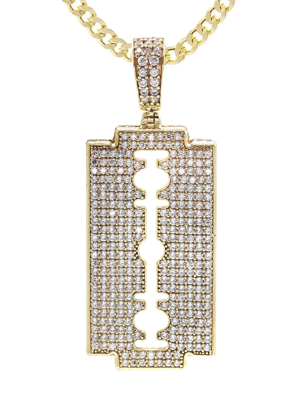 10K Yellow Gold Razor Blade Necklace 2