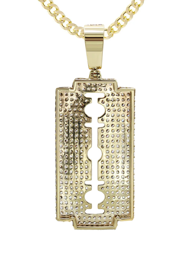 10K Yellow Gold Razor Blade Necklace 3