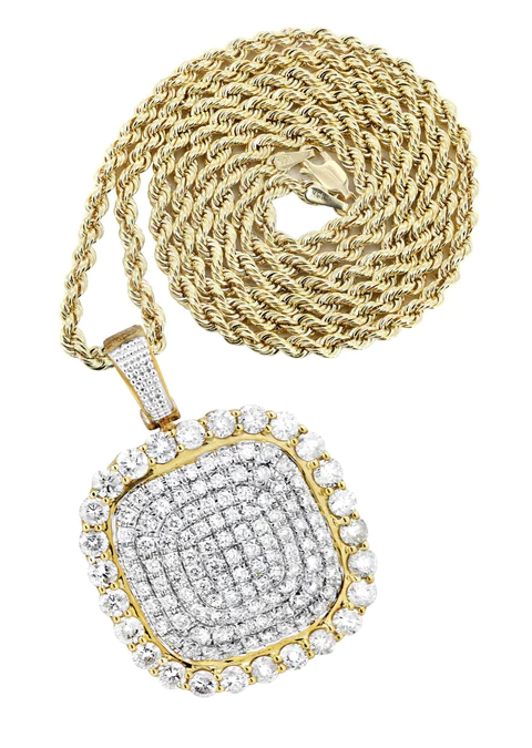 10K Yellow Gold Round Diamond Necklace 1