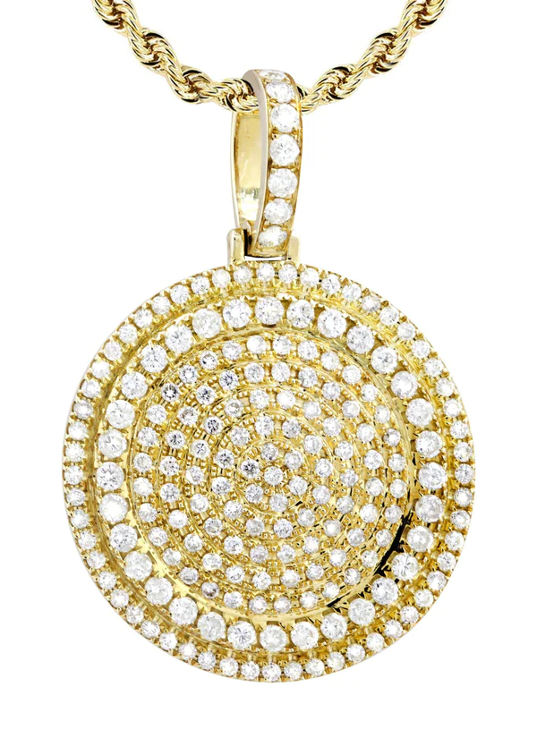 10K Yellow Gold Round Diamond Necklace 2