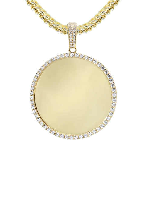 10K Yellow Gold Round Picture Necklace 2