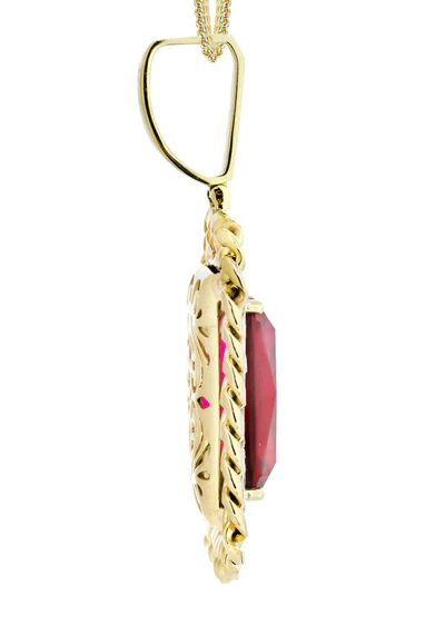 10K Yellow Gold Ruby Diamond Necklace 4