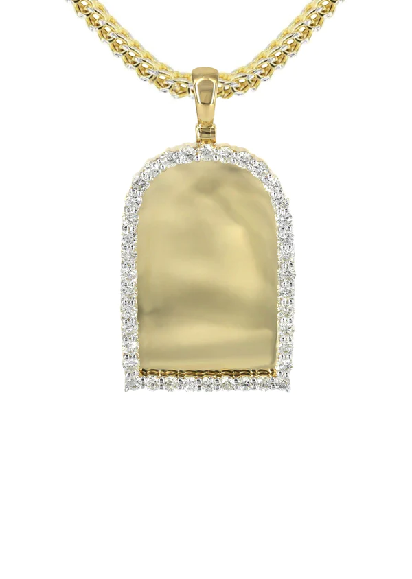 10K Yellow Gold Small Headstone Picture Pendant Necklac 2