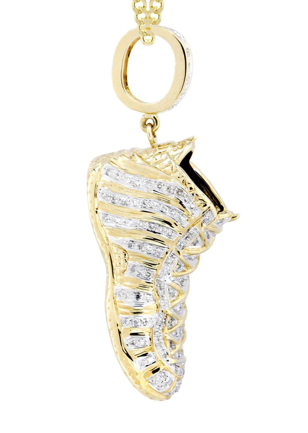 10K Yellow Gold Sneaker Diamond Necklace 3