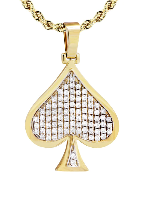 10K Yellow Gold Spades Diamond Necklace 2