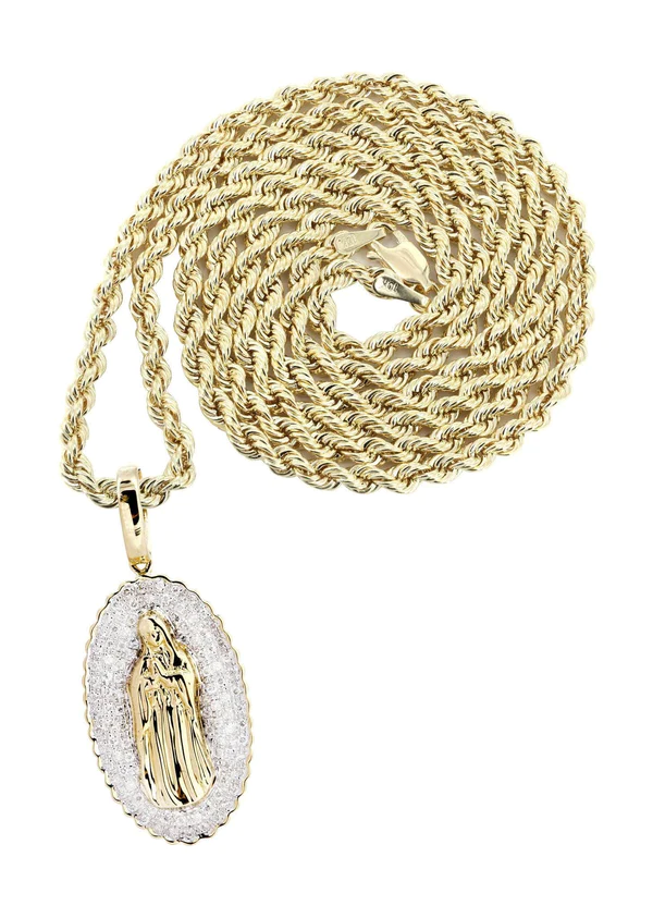 10K Yellow Gold St. Mary Diamond Necklace 1