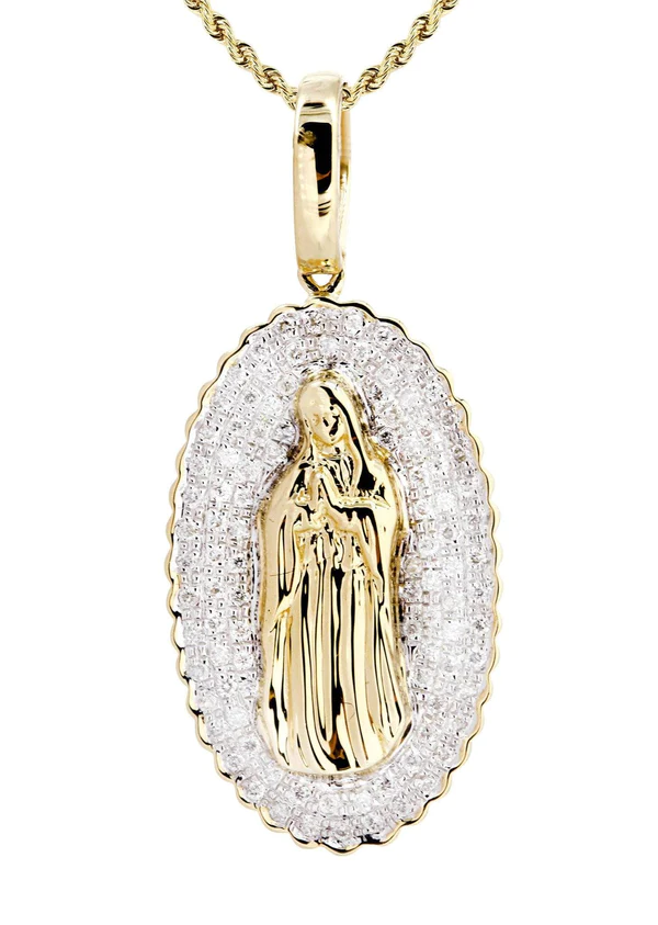 10K Yellow Gold St. Mary Diamond Necklace 2