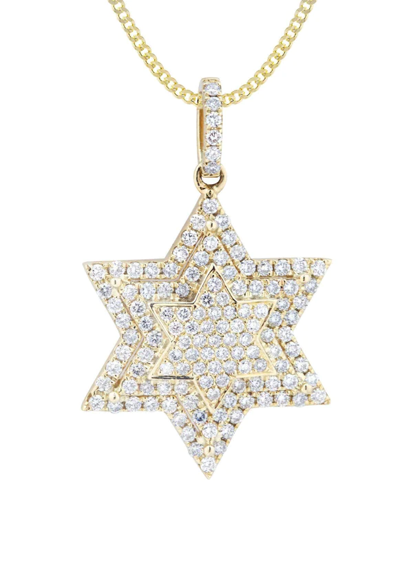 10K Yellow Gold Star Diamond Necklace 2