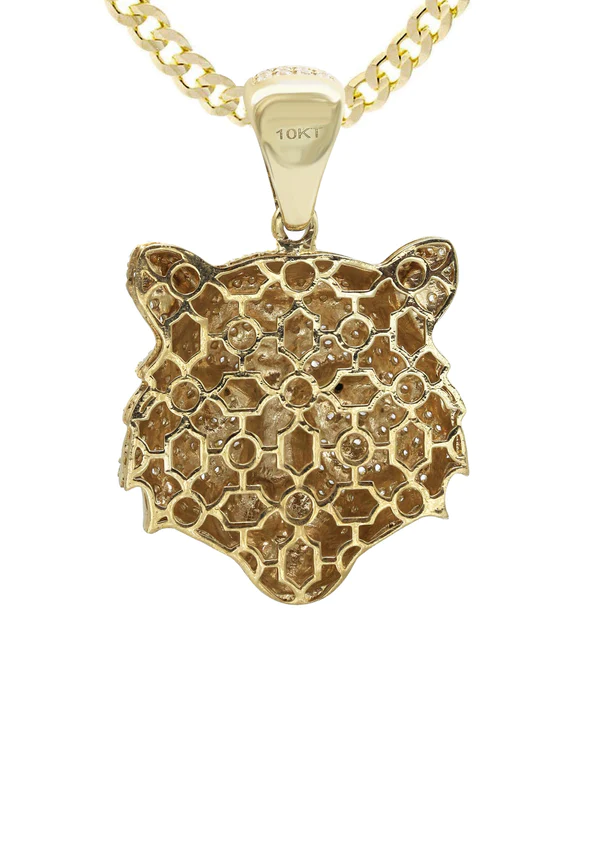 10K Yellow Gold Tiger Head Necklace 3