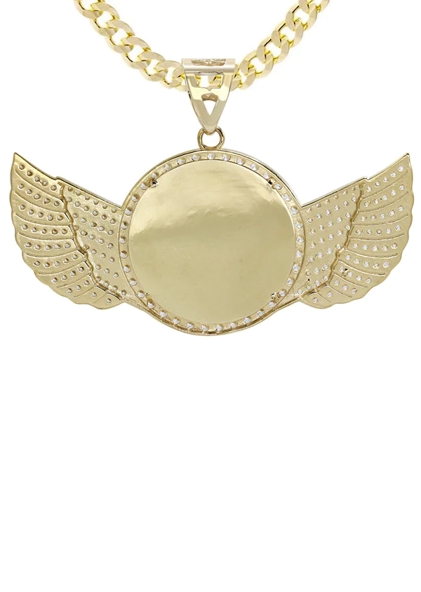 10K Yellow Gold Wings Picture Necklace 3