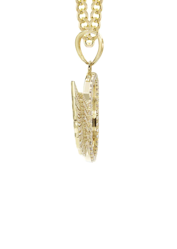 10K Yellow Gold Wings Picture Necklace 4