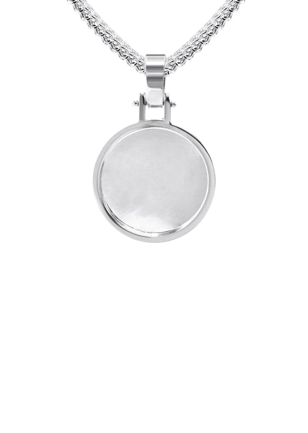 10K14K White Gold Small Round Picture Pendant Necklace 2