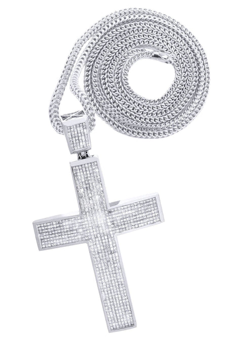 14 White Gold Diamond Cross Necklace 1