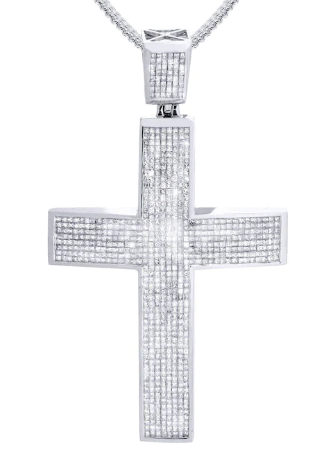 14 White Gold Diamond Cross Necklace 2