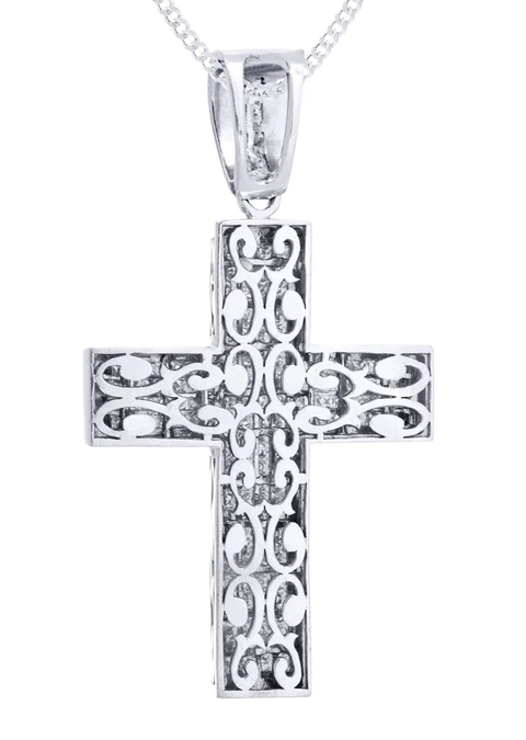 14 White Gold Diamond Cross Necklace 3