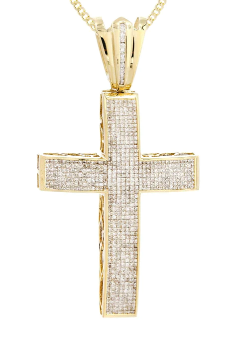 14 Yellow Gold Diamond Cross Necklace 2