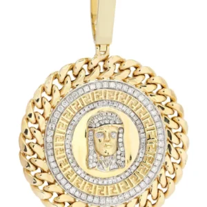 14 Yellow Gold Jesus Head Diamond Necklace| 1.59 Carats