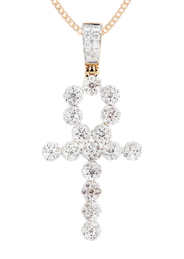 14K Rose Gold Ankh Diamond Necklace 2