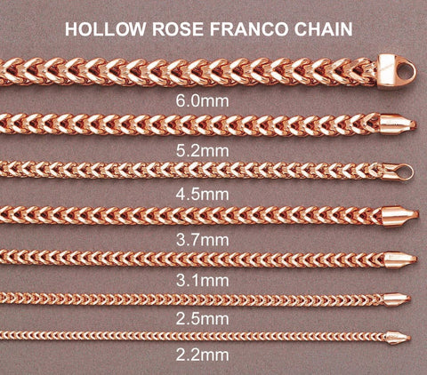 14K Rose Gold Bracelet Hollow Franco18