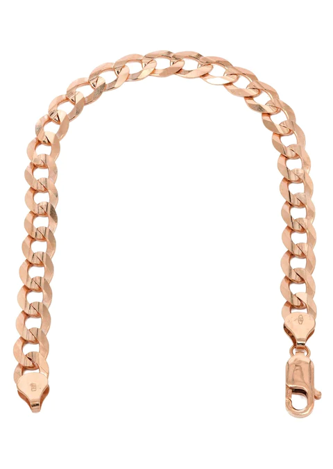 14K Rose Gold Bracelet Solid Cuban Curb Link6